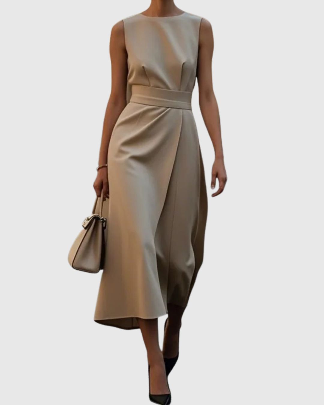 Women’s Elegant Sleeveless Round Neck Midi Dress