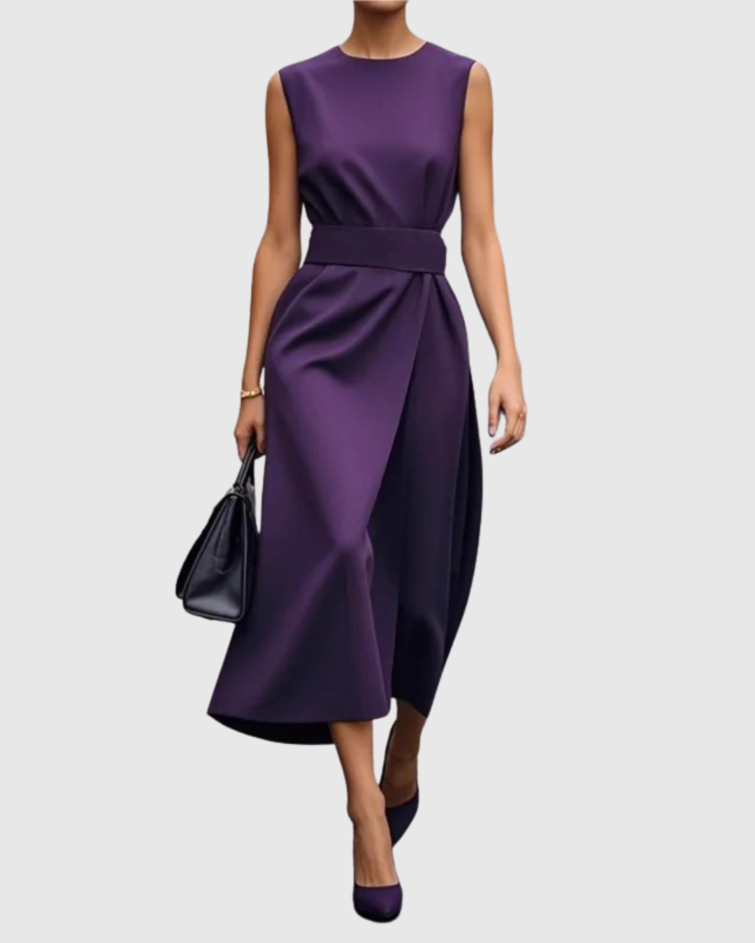 Women’s Elegant Sleeveless Round Neck Midi Dress