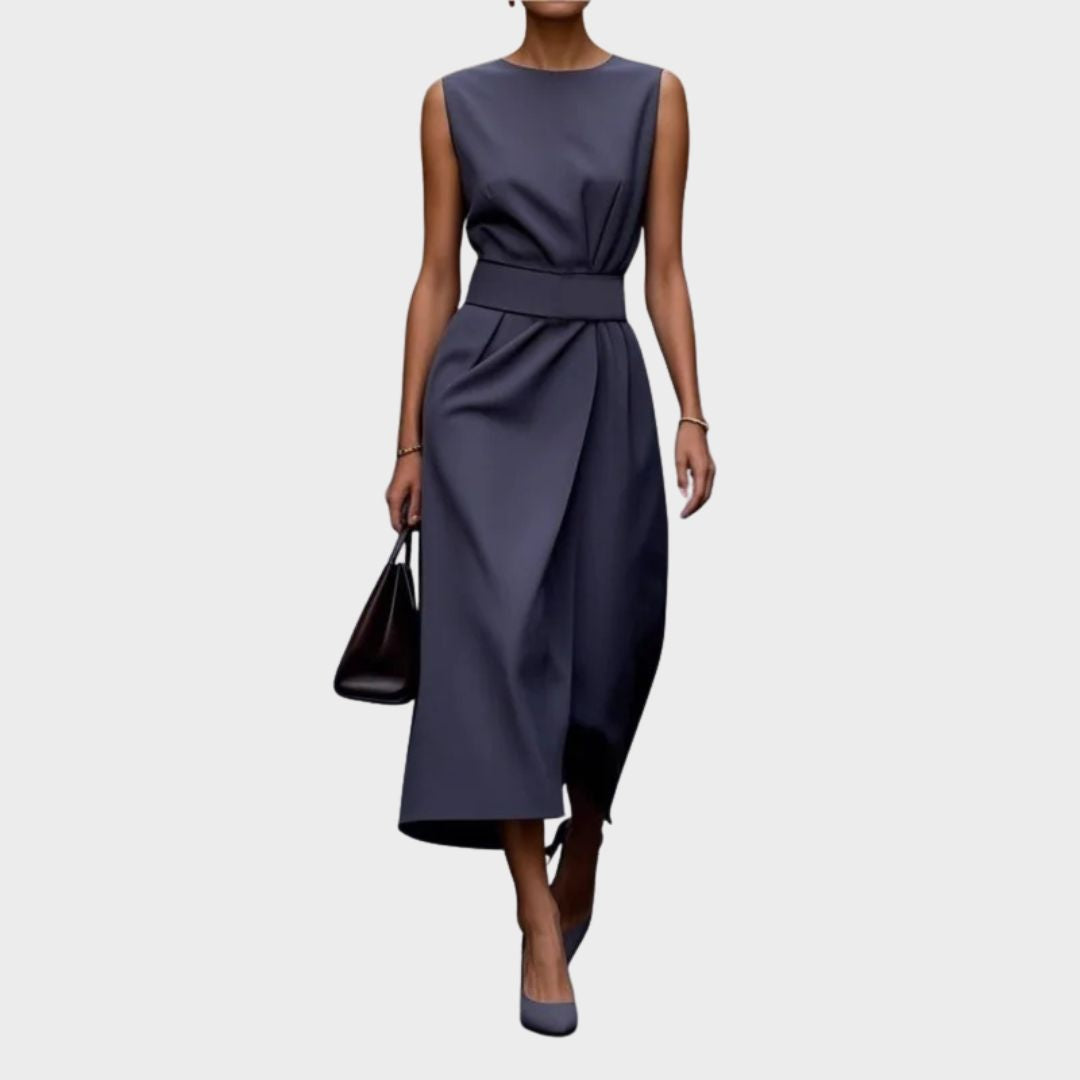 Women’s Elegant Sleeveless Round Neck Midi Dress