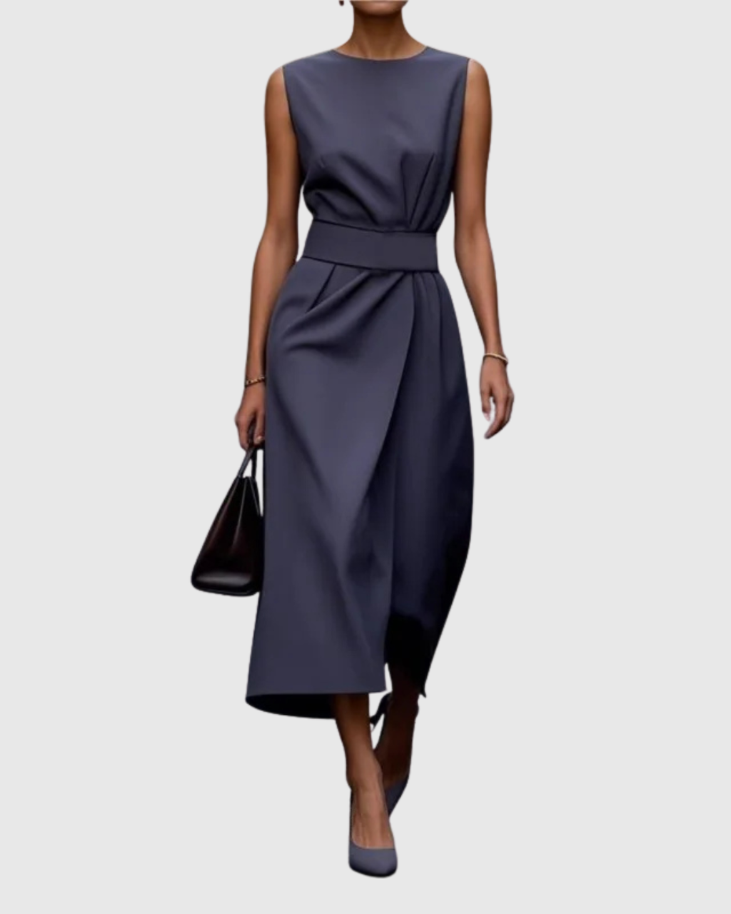 Women’s Elegant Sleeveless Round Neck Midi Dress