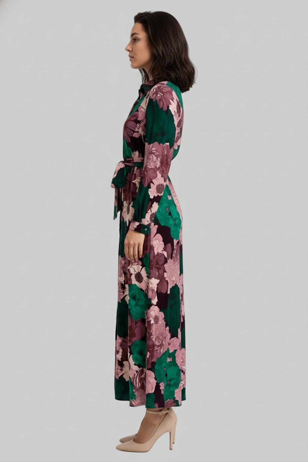 Women’s Floral Print Shirt Dress Maxi