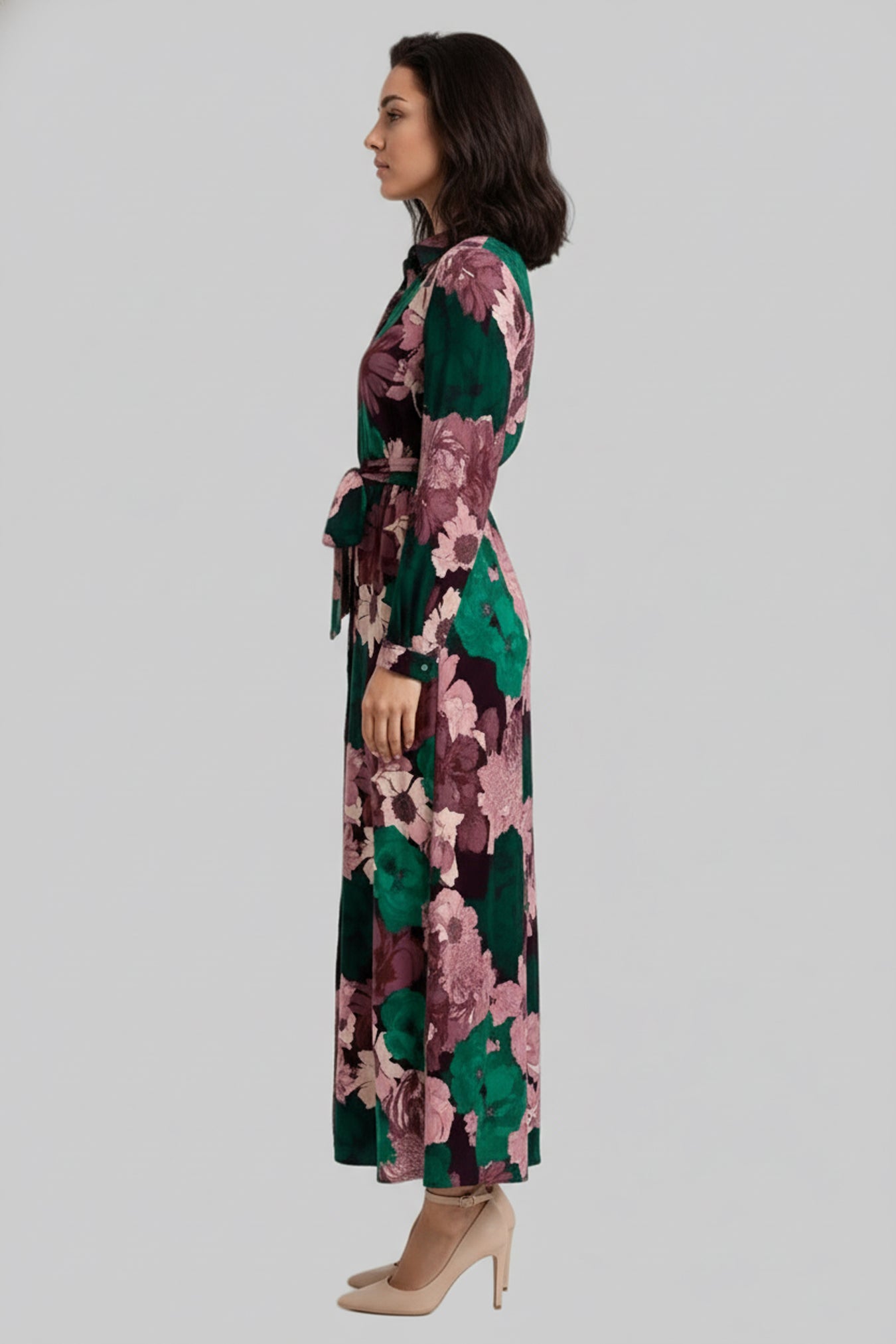 Women’s Floral Print Shirt Dress Maxi