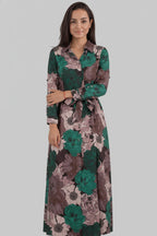 Women’s Floral Print Shirt Dress Maxi