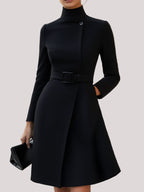 Women’s High Neck Asymmetric Dress Midi