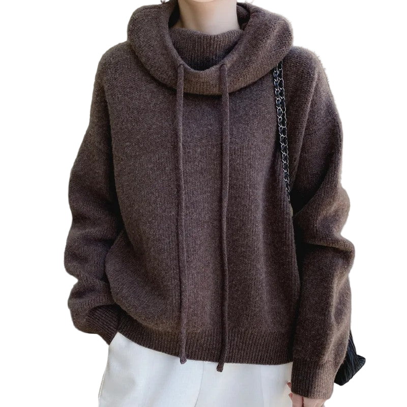 Women’s High Neck Drawstring Hoodie