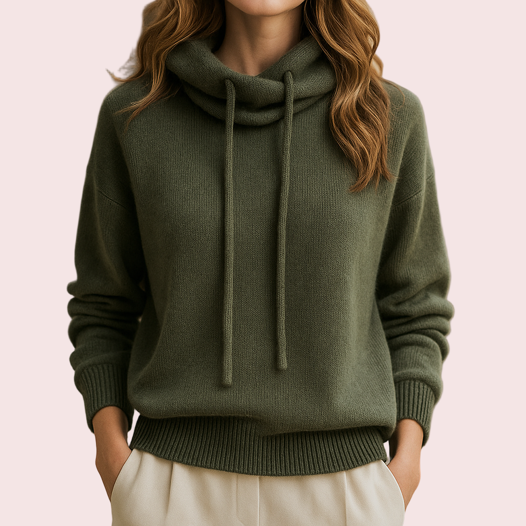 Women’s High Neck Drawstring Hoodie
