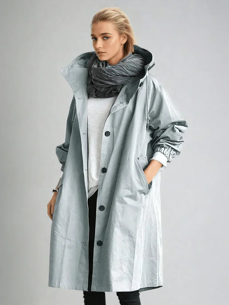Women’s Hooded Trench Coat Relaxed Fit