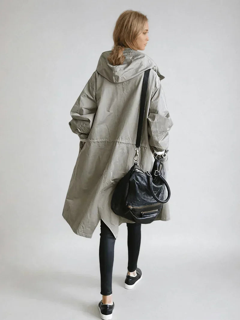 Women’s Hooded Trench Coat Relaxed Fit