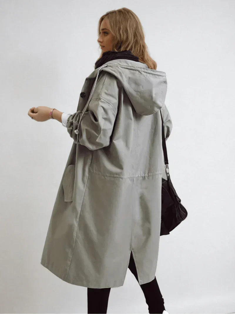 Women’s Hooded Trench Coat Relaxed Fit