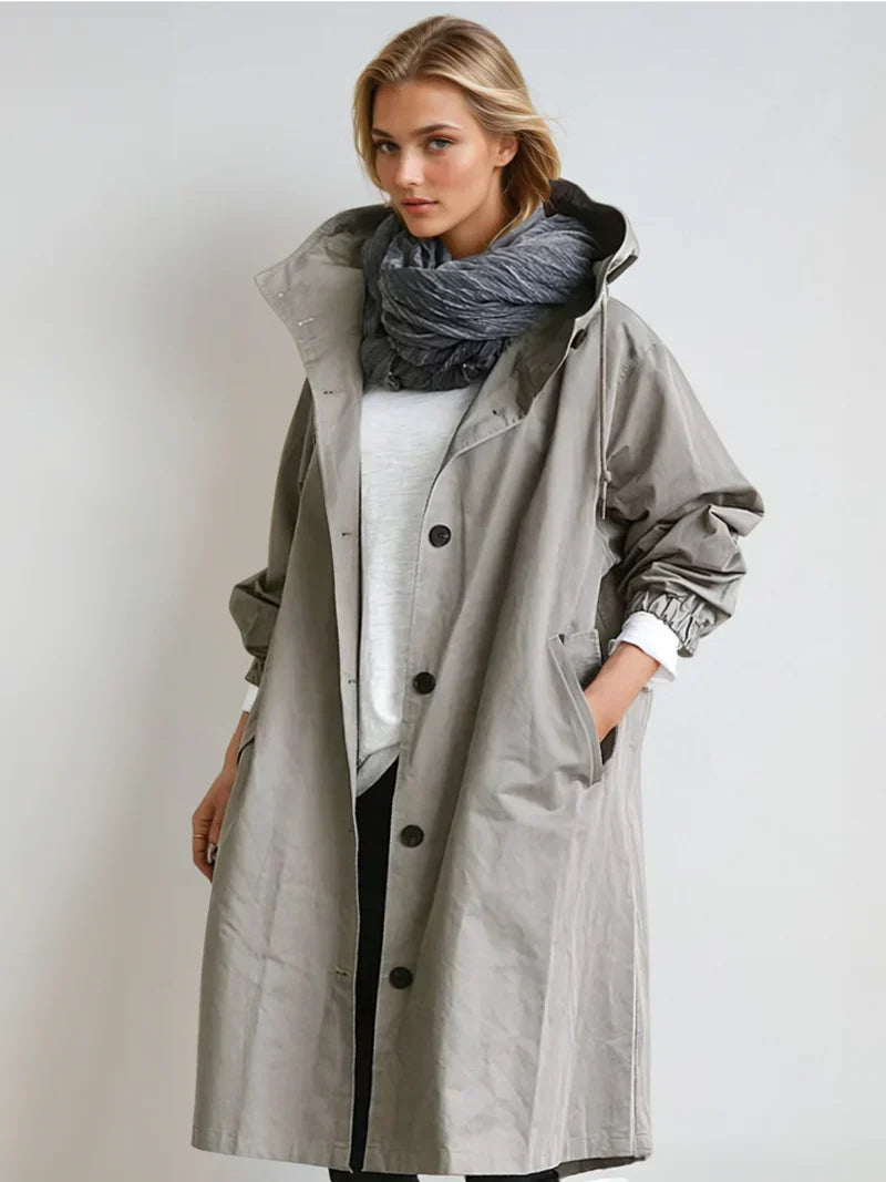 Women’s Hooded Trench Coat Relaxed Fit