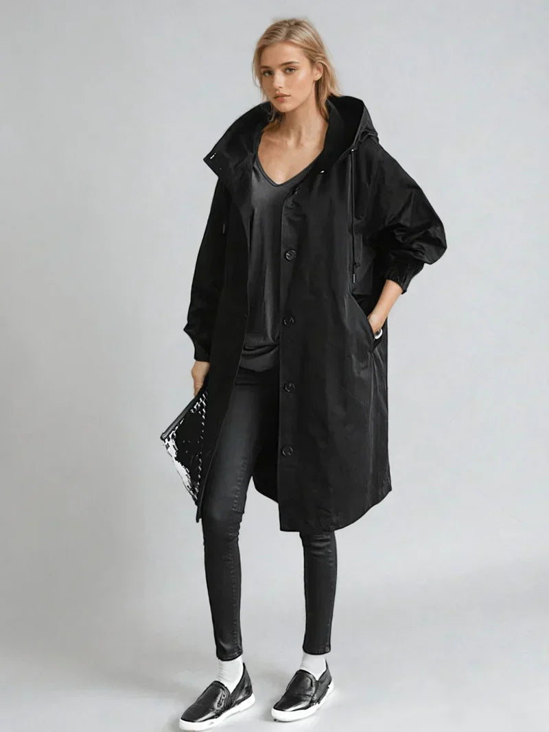 Women’s Hooded Trench Coat Relaxed Fit