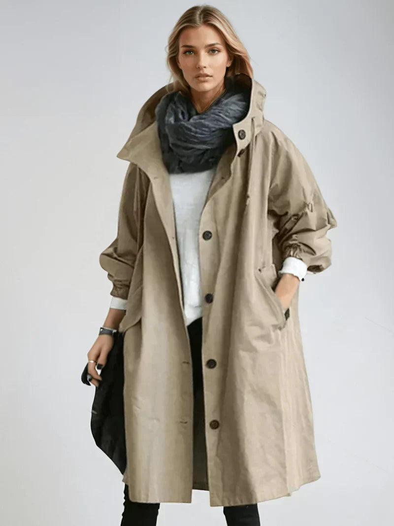 Women’s Hooded Trench Coat Relaxed Fit