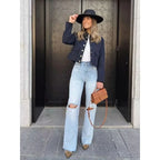 Women’s Long Sleeve Bomber Jacket Relaxed Fit