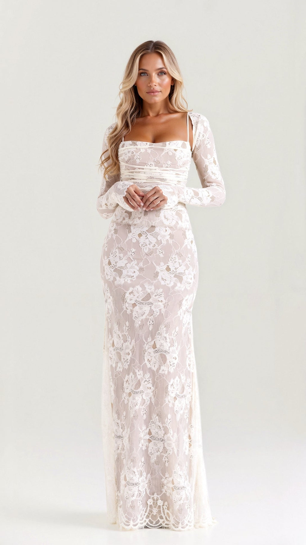 Women’s Long Sleeve Lace Evening Dress Maxi