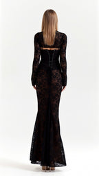 Women’s Long Sleeve Lace Evening Dress Maxi
