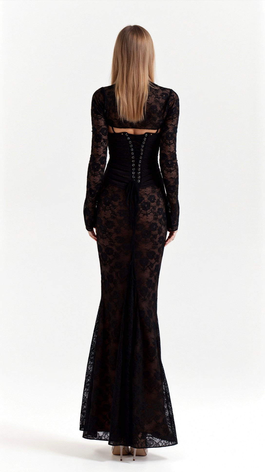 Women’s Long Sleeve Lace Evening Dress Maxi