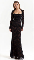 Women’s Long Sleeve Lace Evening Dress Maxi