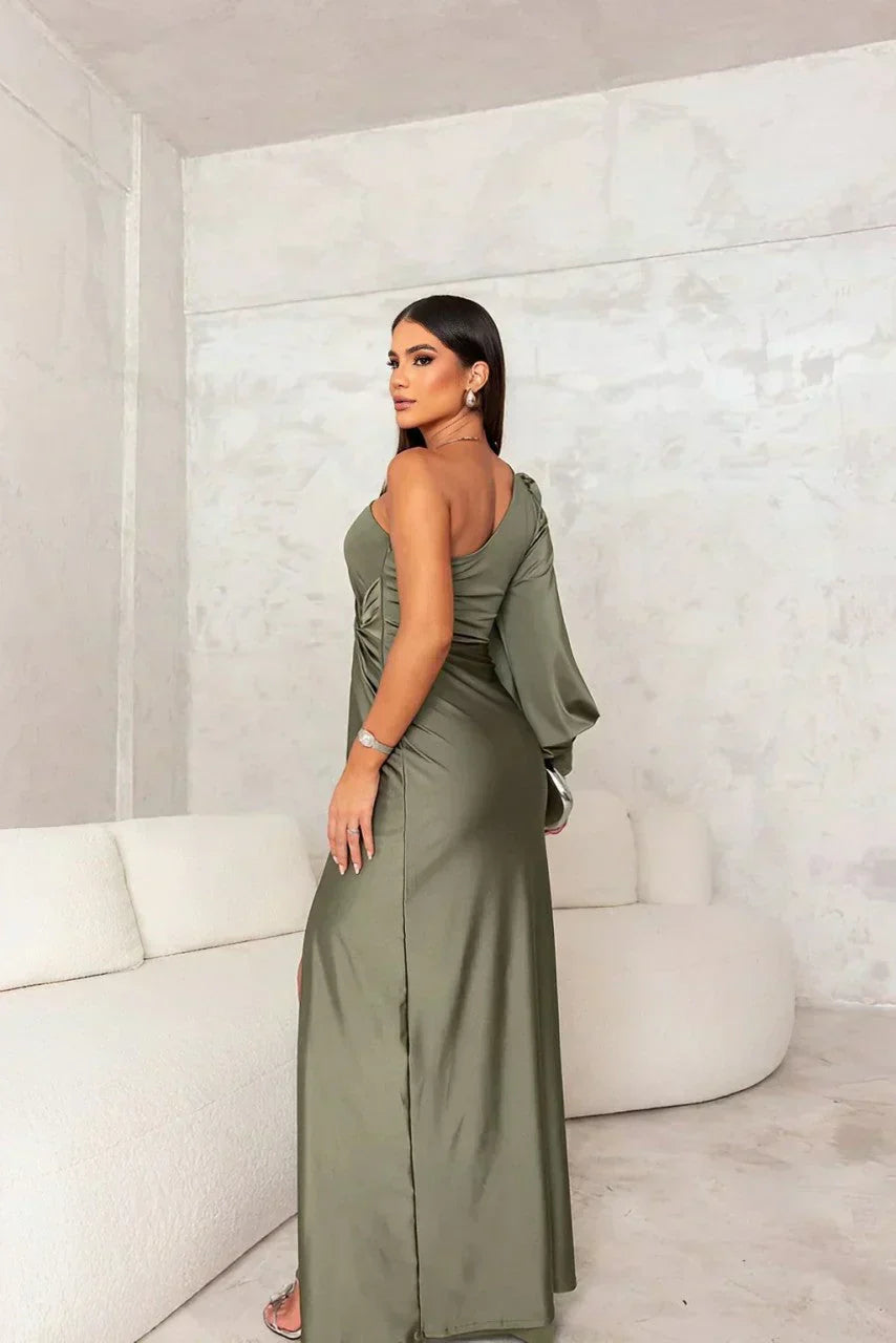 Women’s One Shoulder Slit Dress Maxi