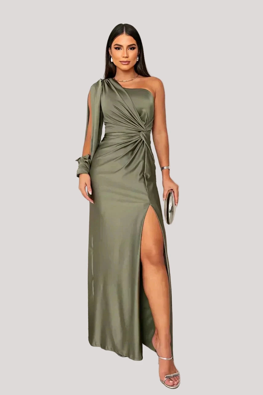 Women’s One Shoulder Slit Dress Maxi