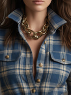 Women’s Plaid Shirt Dress Long Sleeve Maxi