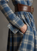 Women’s Plaid Shirt Dress Long Sleeve Maxi