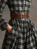 Women’s Plaid Shirt Dress Long Sleeve Maxi