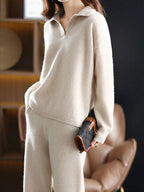 Women’s Polo Collar Two Piece Set Long Sleeve