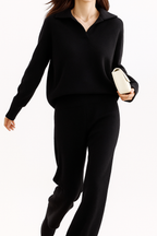 Women’s Polo Collar Two Piece Set Long Sleeve