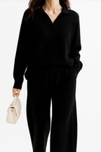 Women’s Polo Collar Two Piece Set Long Sleeve