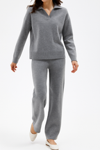 Women’s Polo Collar Two Piece Set Long Sleeve