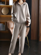 Women’s Polo Collar Two Piece Set Long Sleeve