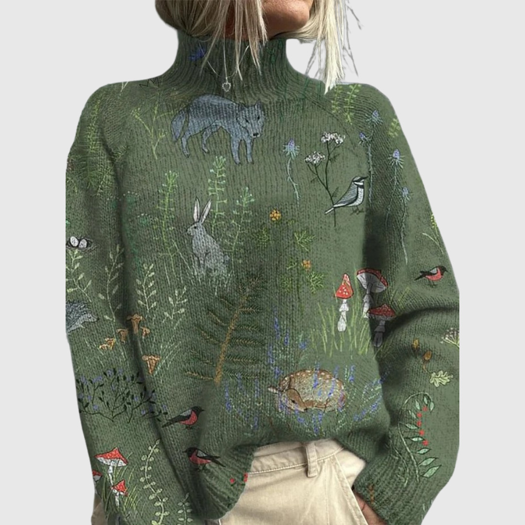 Women’s Printed Turtleneck Sweater