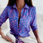 Women’s Printed V Neck Long Sleeve Blouse