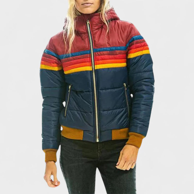 Women’s Puffer Jacket Retro Color Block