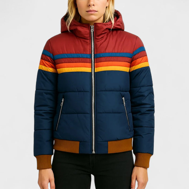 Women’s Puffer Jacket Retro Color Block