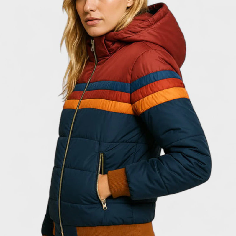 Women’s Puffer Jacket Retro Color Block