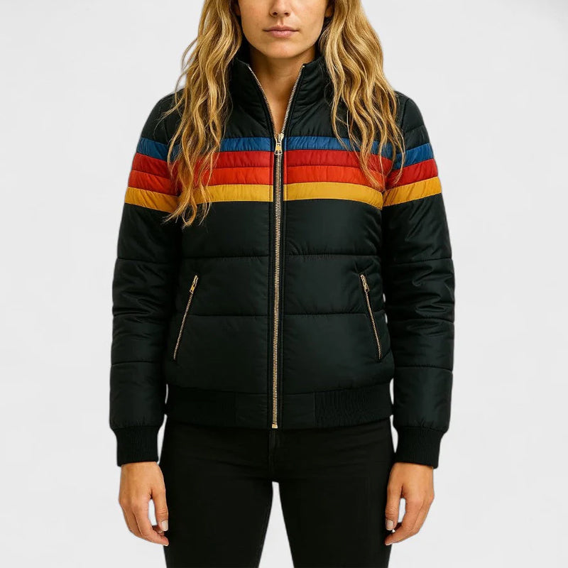 Women’s Puffer Jacket Retro Color Block