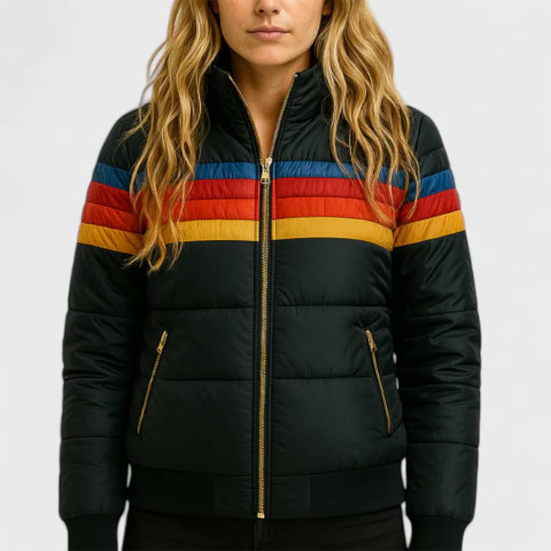 Women’s Puffer Jacket Retro Color Block