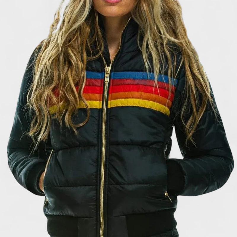 Women’s Puffer Jacket Retro Color Block