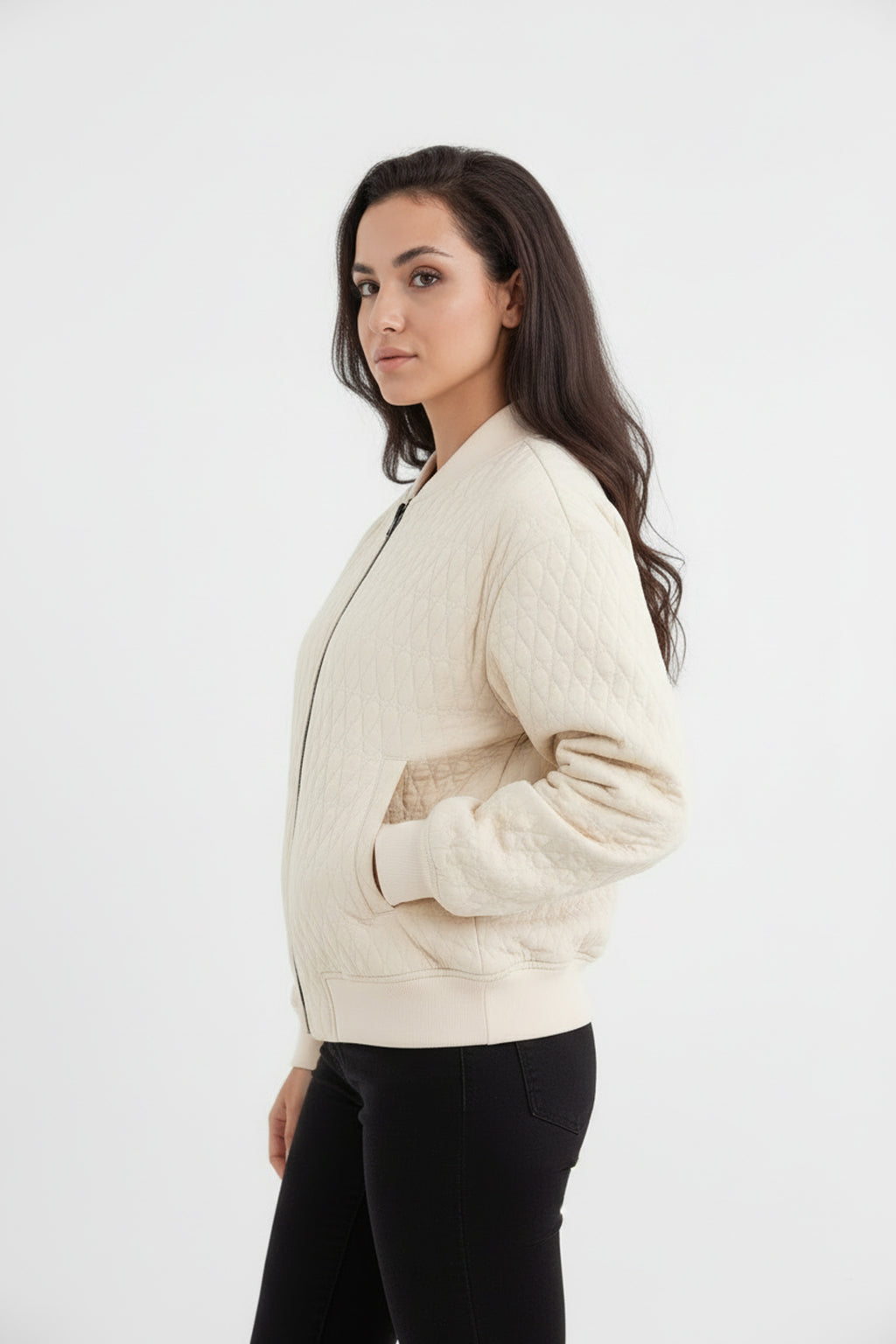 Women’s Quilted Bomber Jacket Zip Up