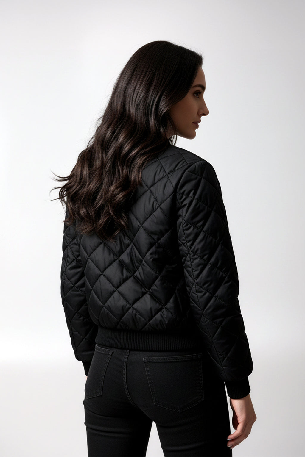 Women’s Quilted Bomber Jacket Zip Up