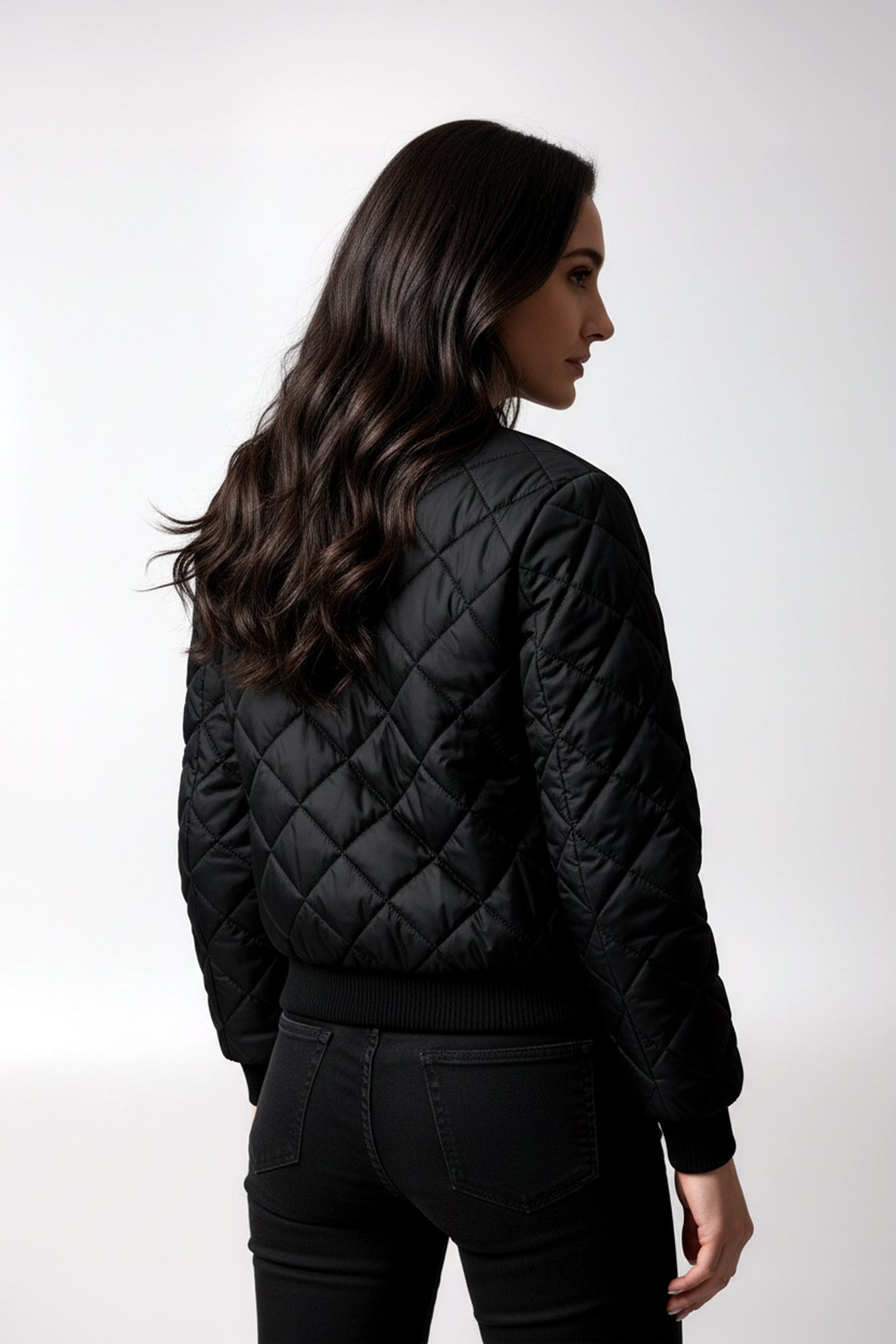 Women’s Quilted Bomber Jacket Zip Up