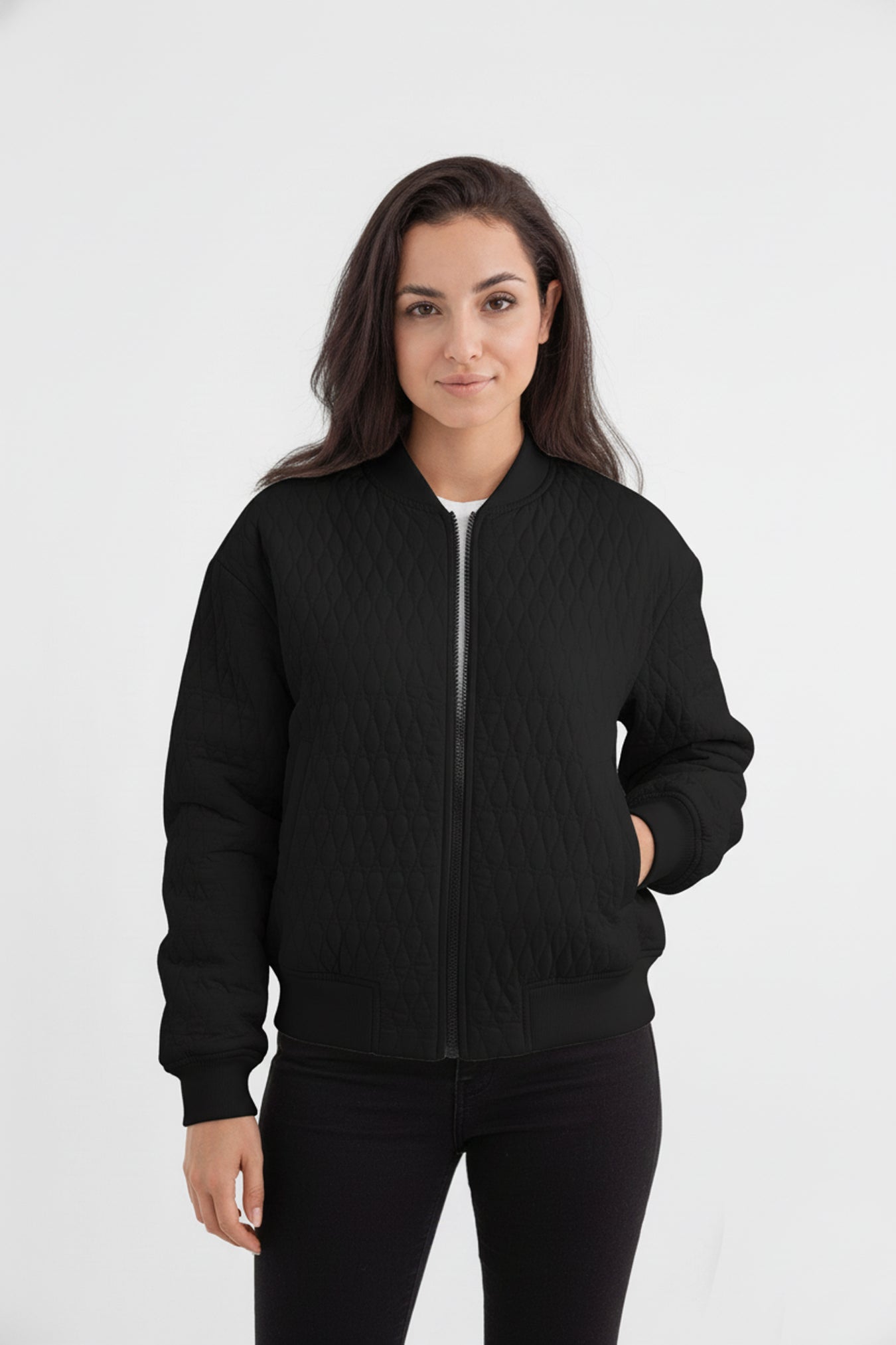 Women’s Quilted Bomber Jacket Zip Up