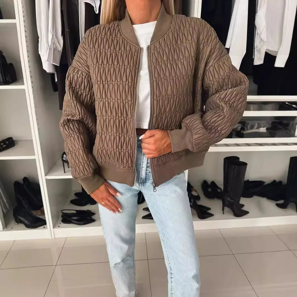 Women’s Quilted Bomber Jacket Zip Up