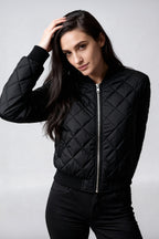 Women’s Quilted Bomber Jacket Zip Up