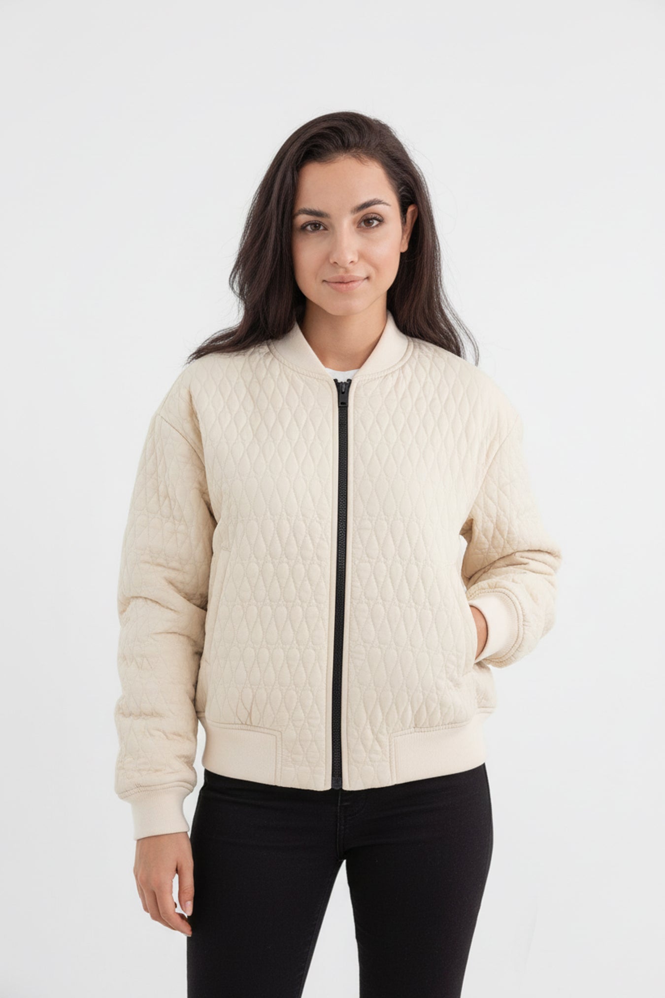 Women’s Quilted Bomber Jacket Zip Up