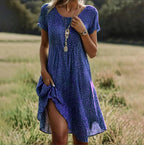 Women’s Short Sleeve Floral Shirt Dress Mini