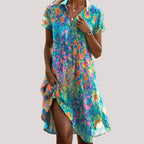 Women’s Short Sleeve Floral Shirt Dress Mini