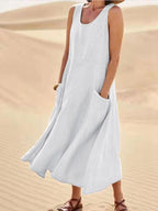 Women’s Sleeveless Scoop Neck Dress Maxi