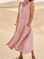 Women’s Sleeveless Scoop Neck Dress Maxi